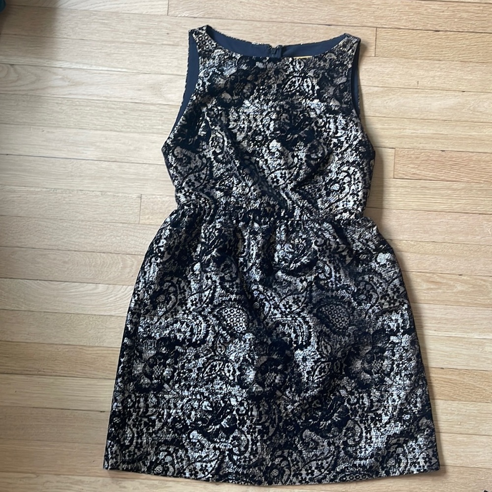 Alice and Olivia black and gold brocade dress